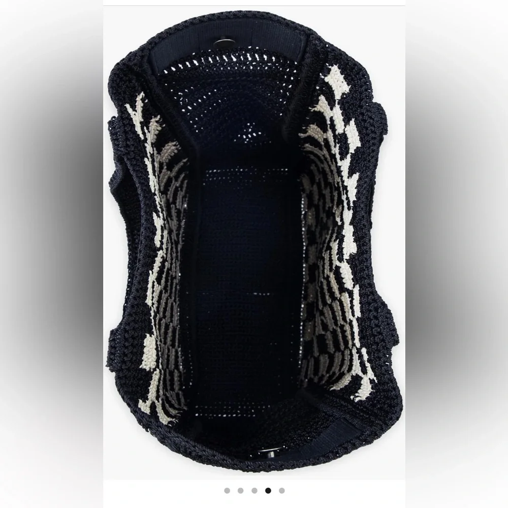 The SAK Black & Cream Check Crochet Tote Bag - Women